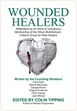 Book cover of the Wounded Healers Handbook with the abstract image of heart made of armor
